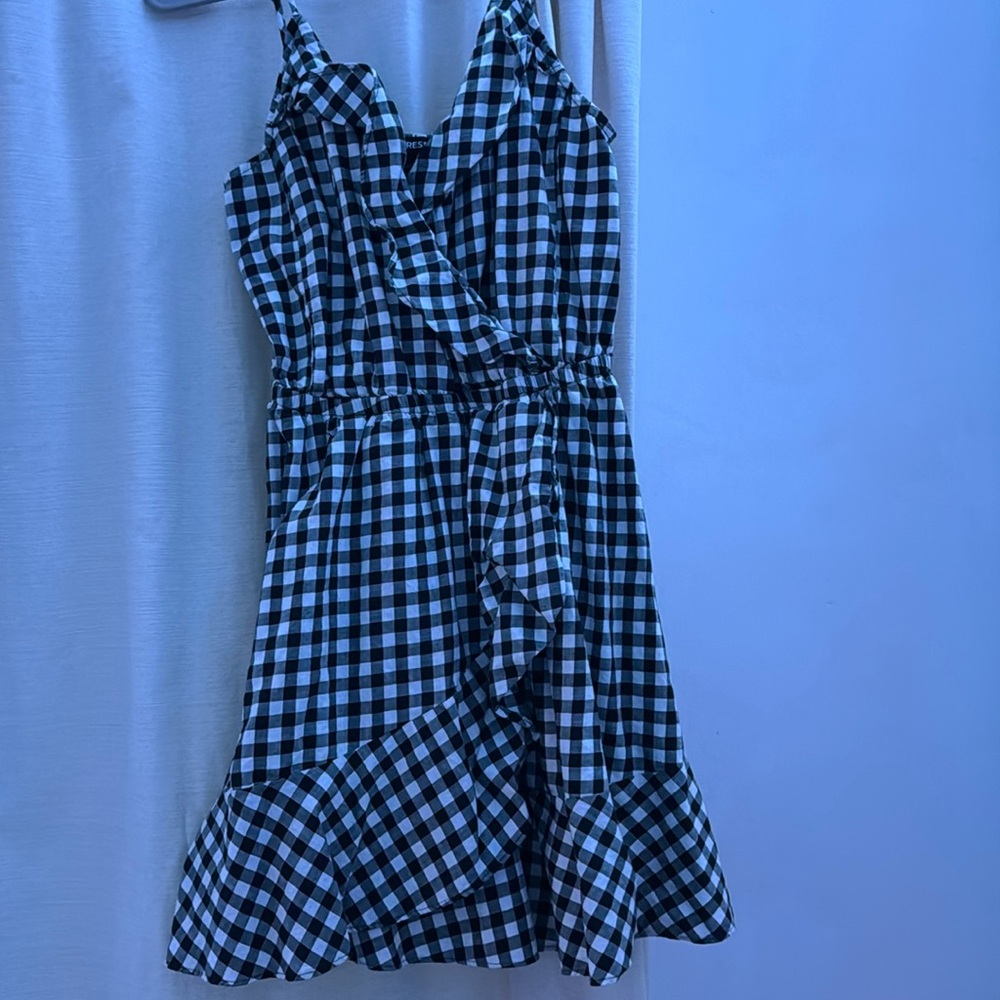 White and black plaid dress